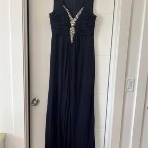 Elegant Navy Evening Gown with Embellishments